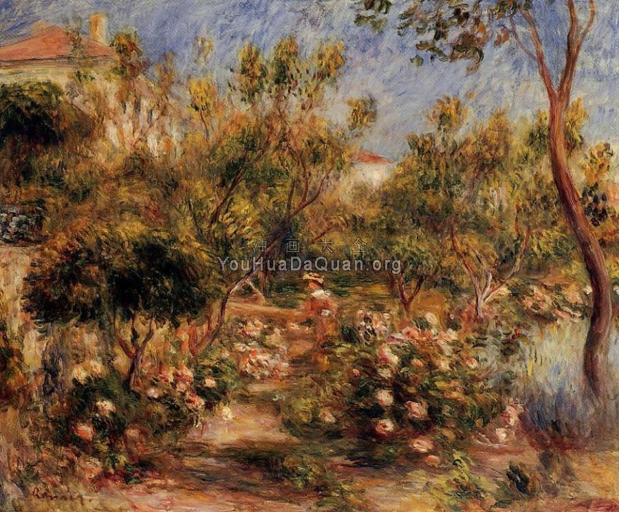 Young Woman in a Garden - Cagnes - 皮埃尔·奥古斯特·雷诺阿